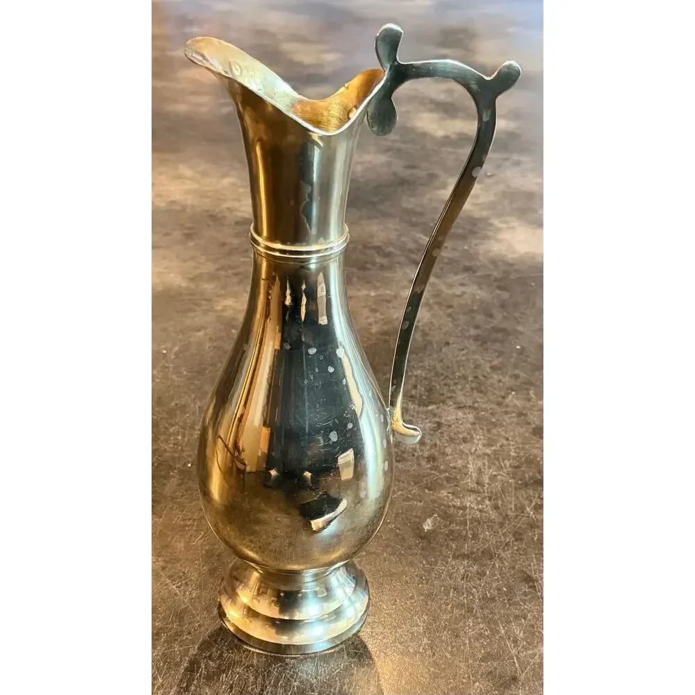 Vintage Solid Brass Pitcher Ewer Vase Made In India